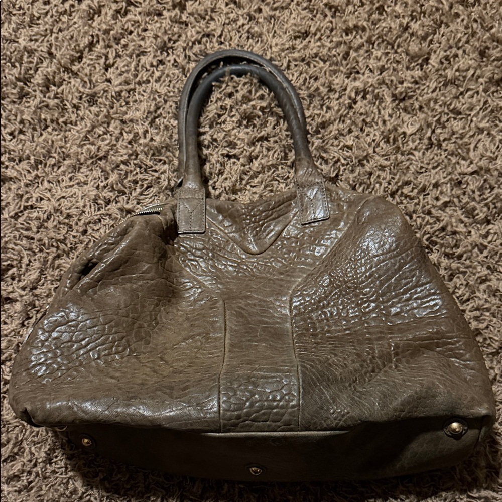 YSL Grey Green Brown Leather Handbag